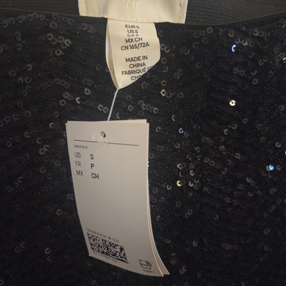 H&M Black Herringbone Patterned Sequin Pants Size S NWT - Picture 4 of 4